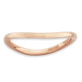 1.5mm Stackable 14K Rose Gold Plated Silver Curved Smooth Band