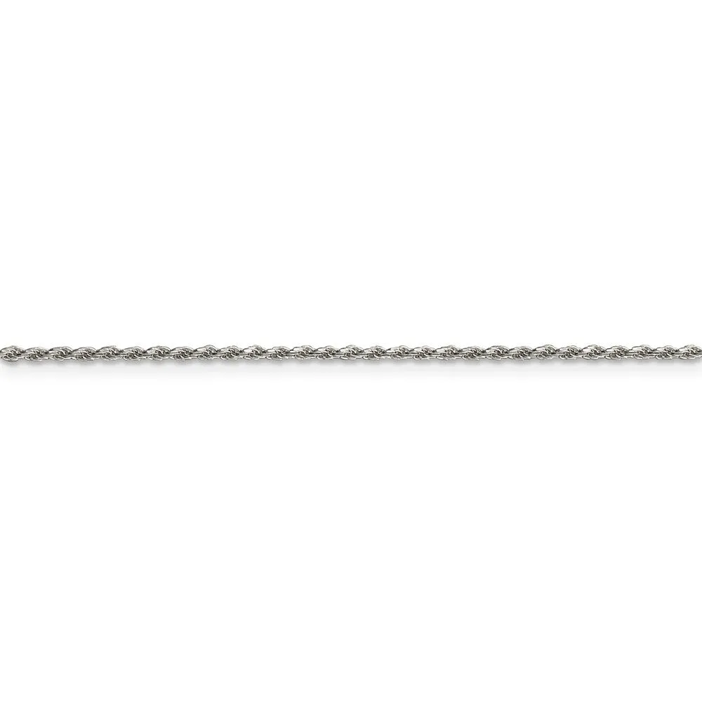 1.5mm Sterling Silver, D/Cut Rope Chain Anklet or Bracelet, 9 Inch