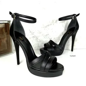 5.11 inches Black High Heel Sandals