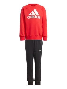 Adidas children's tracksuit with crewneck sweatshirt Essentials Logo IJ6378 red-black