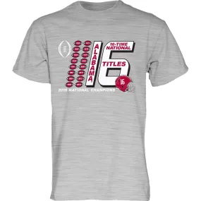 Alabama Crimson Tide Blue 84 2016 16 Time Football Champions Gray T-Shirt