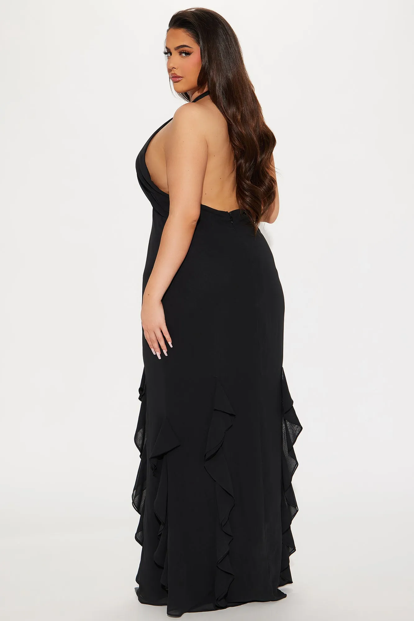 Anna Ruffle Maxi Dress - Black