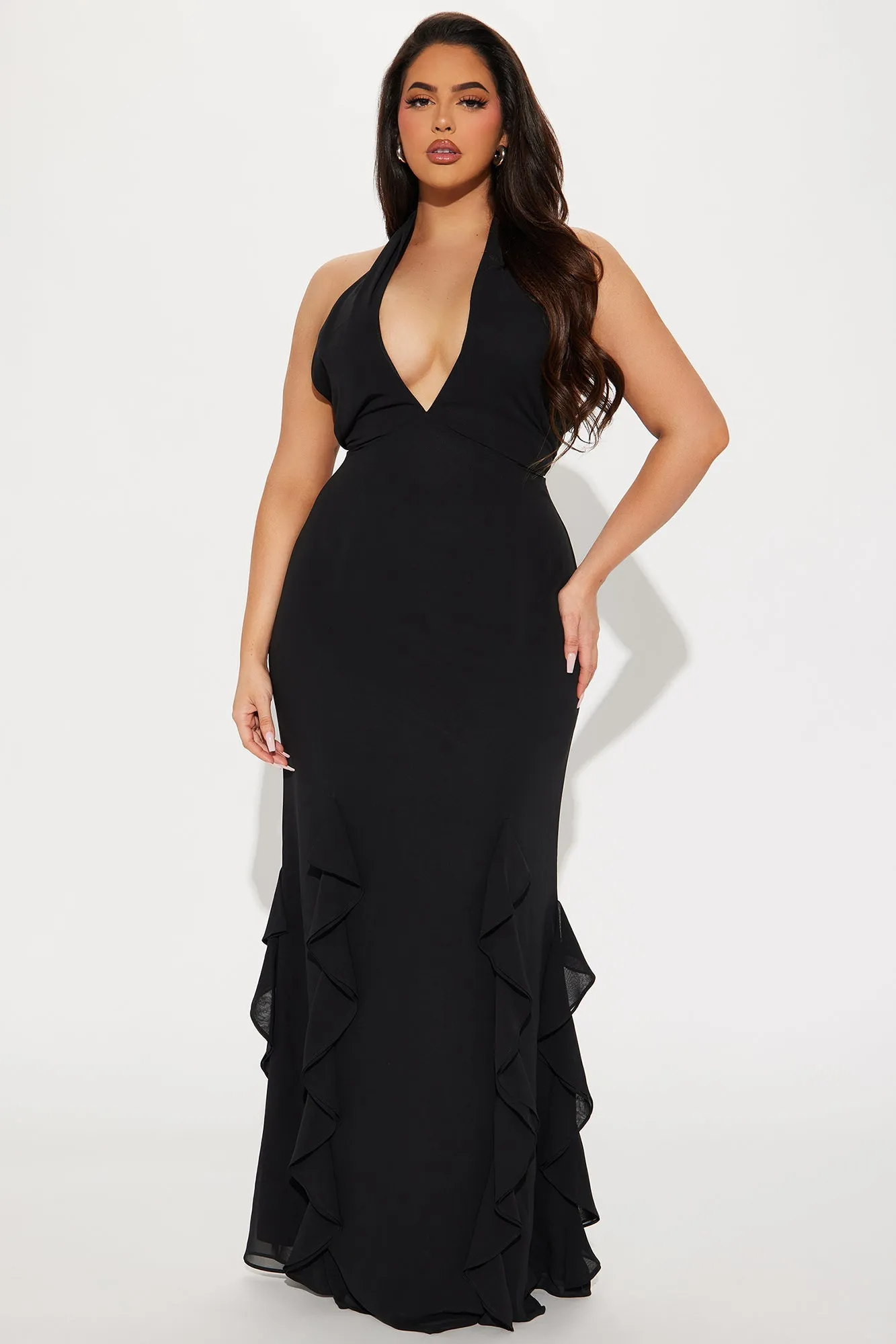 Anna Ruffle Maxi Dress - Black