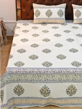 ARANYA BUTA COTTON PRINTED DOUBLE BEDSHEET WITH PILLOW