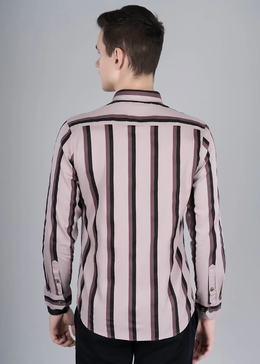 Band Stripe Mens Maroon Shirt