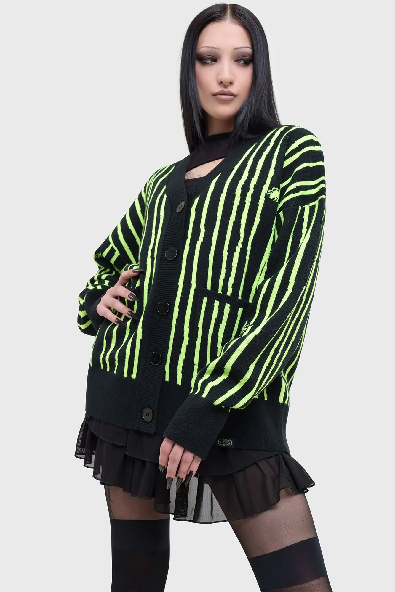 Beetlejuice Beetlejuice Beetlejuice Intarsia Cardigan