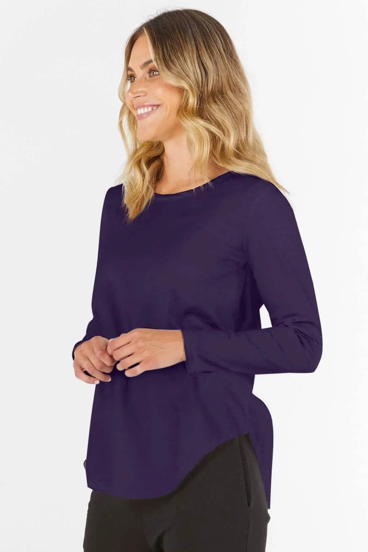 Betty Basics Megan Long Sleeve Top in Navy