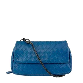 Blue Intrecciato Nappa Small Expandable Chain Crossbody Bag