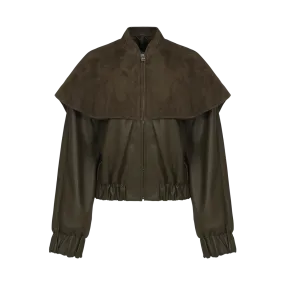 Bomber Jacket With Oversized Collar