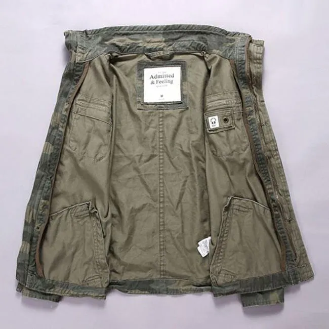 Casual Camouflage Military Pocket Cotton Men Jacket