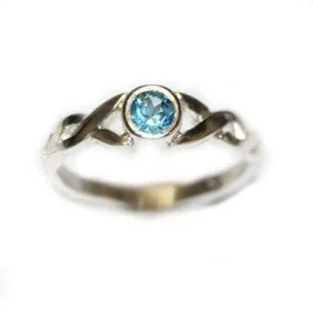 Celtic Twist Sterling Silver & Blue Topaz Ring - SR175