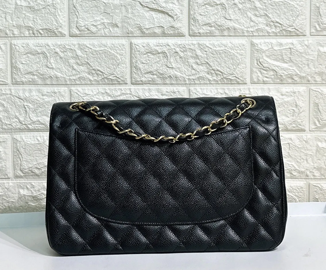 Chanel Jumbo Classic Double Flap Bag Black Caviar Gold Hardware