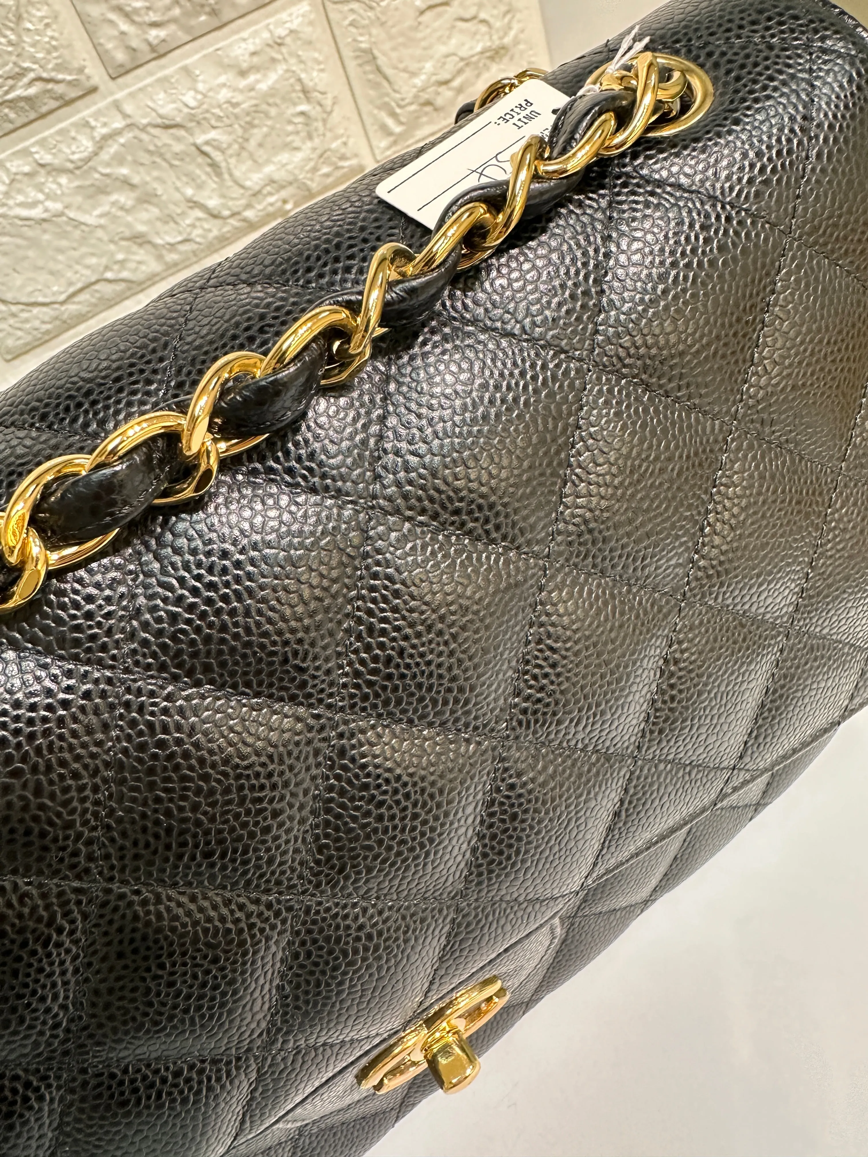 Chanel Jumbo Classic Double Flap Bag Black Caviar Gold Hardware