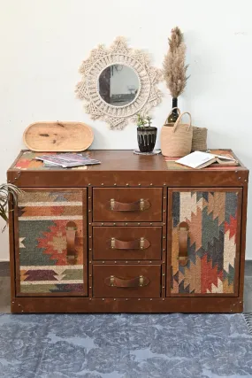 CHARLEY CHEST OF DRAWERS - KILIM AND LEATHER