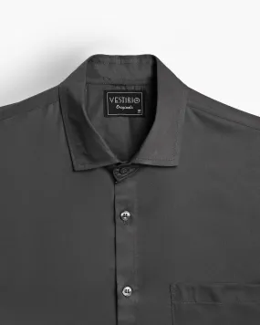 Classic Dark Grey Full Sleeve Plain Satin Shirt For Men