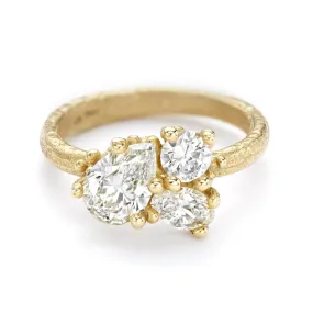 Contrast Cut Diamond Cluster Ring