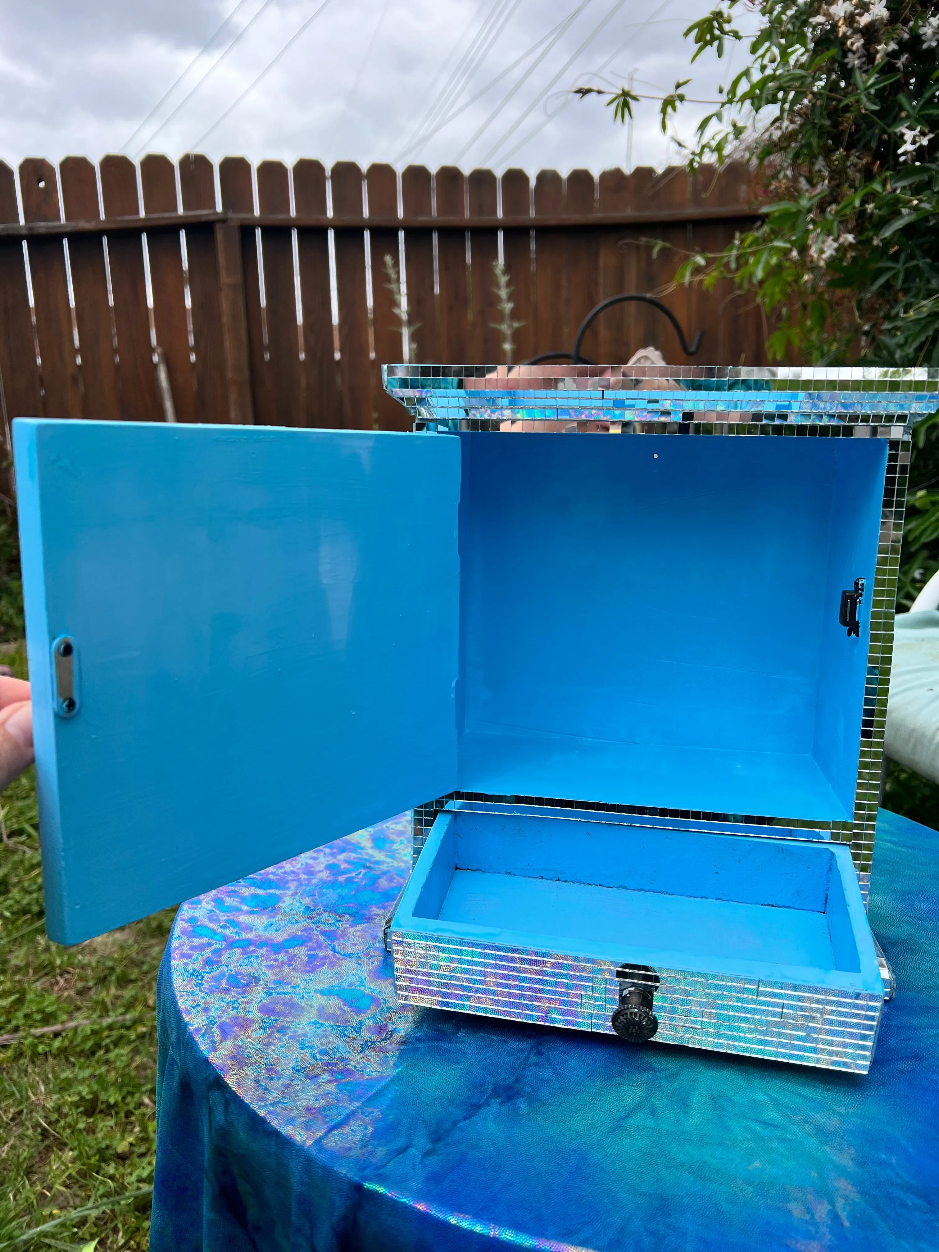 Cool Blue Disco Mosaic large stash box