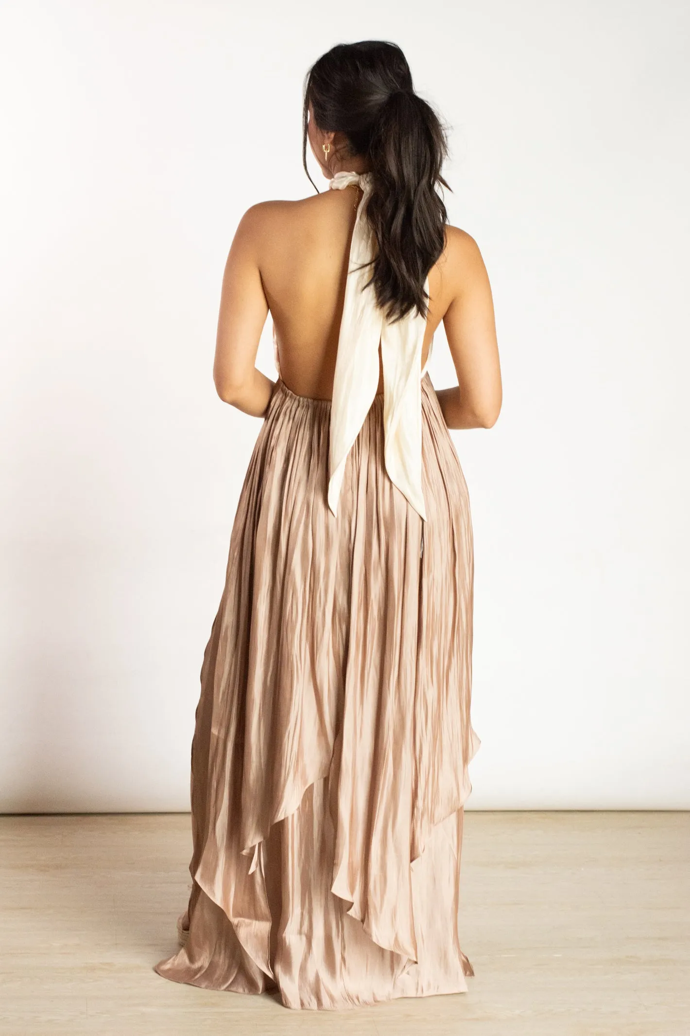 Delicate Excellence Taupe Maxi Dress