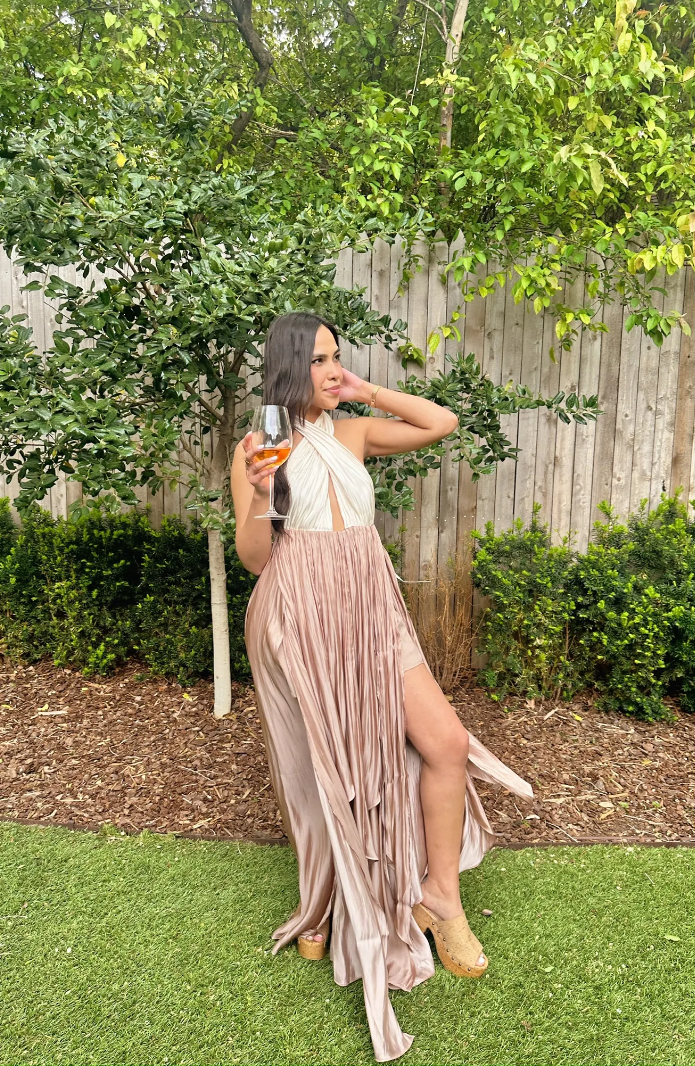 Delicate Excellence Taupe Maxi Dress