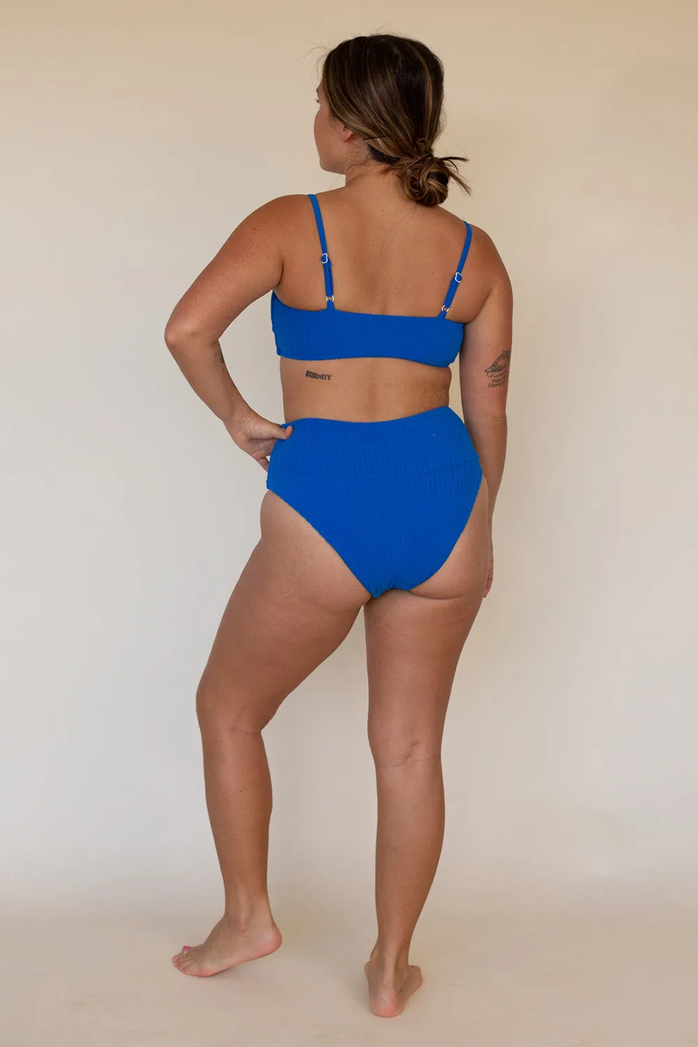 Effortless Swim North Bottom in Terry Ribbed Lapis