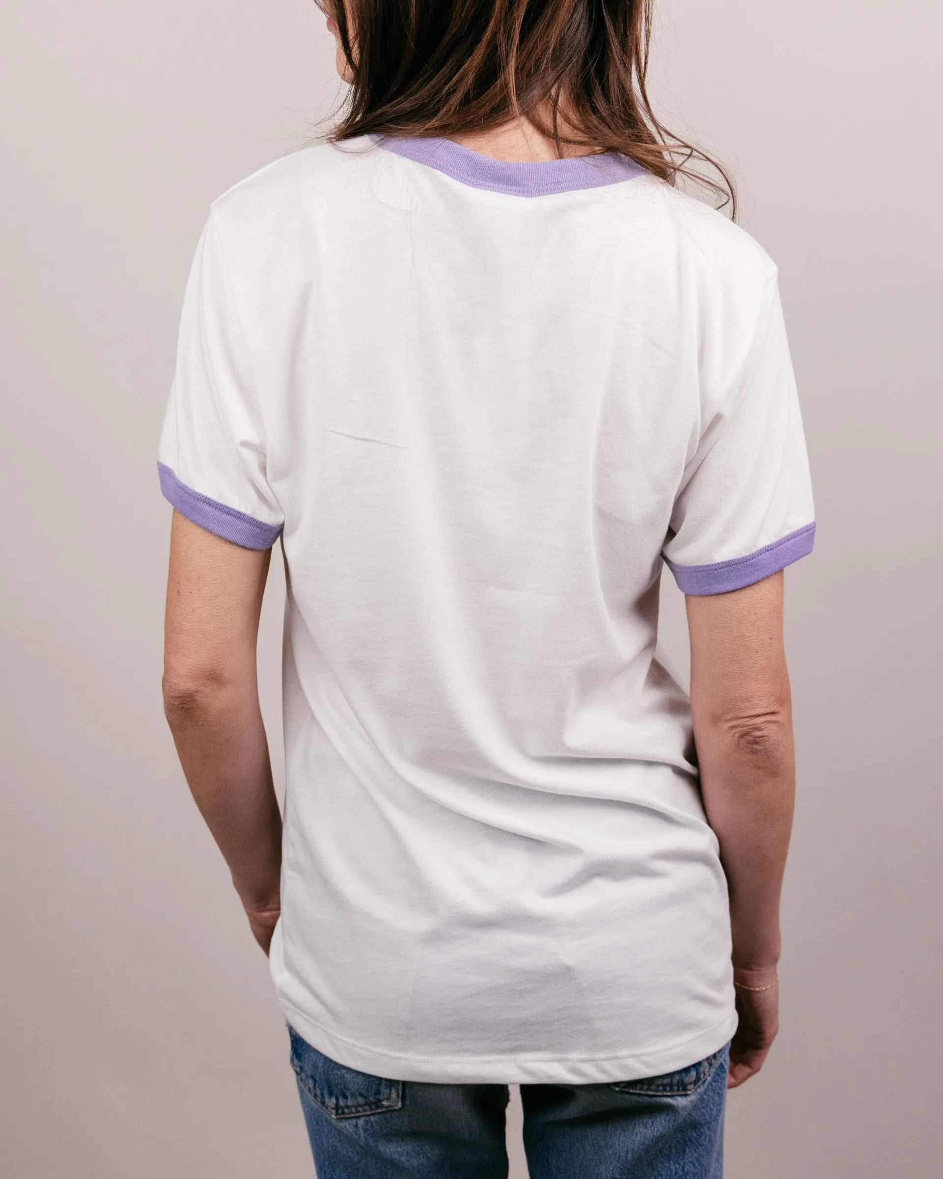 Essential White & Lavender Unisex Ringer