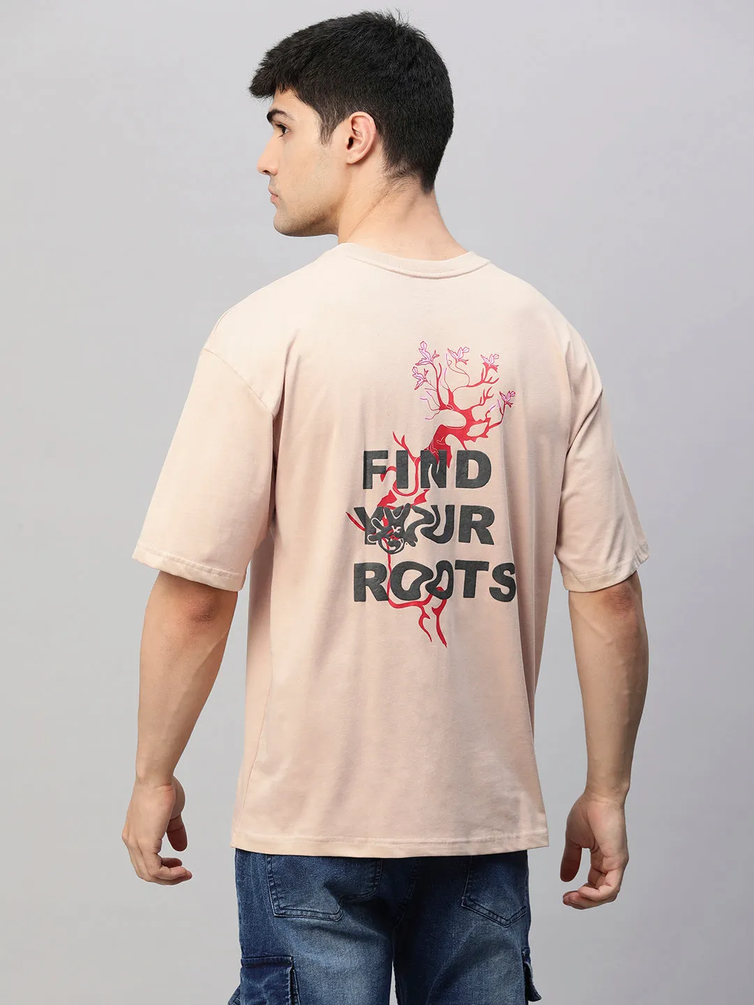 Find Your Roots Men Oversized Puff Printed T-shirt