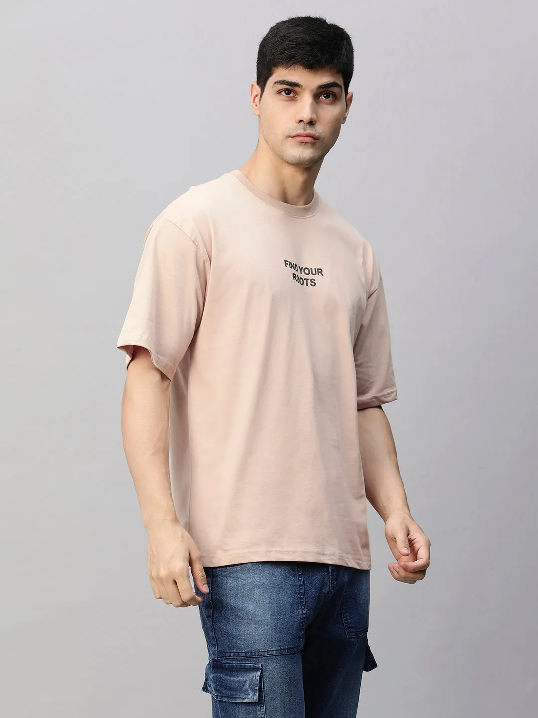 Find Your Roots Men Oversized Puff Printed T-shirt