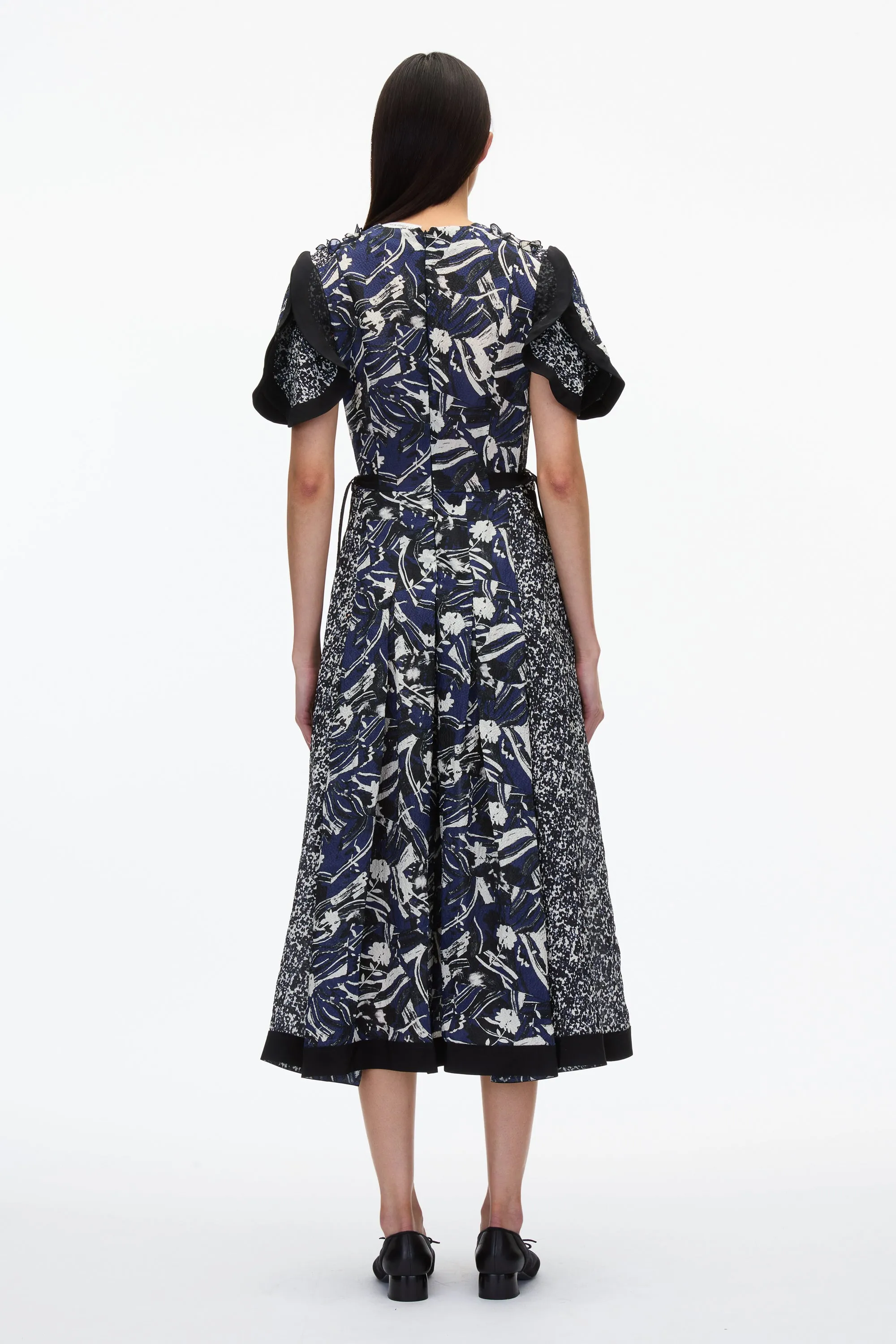 Floral Impressions Midi Dress with Petal Sleeves