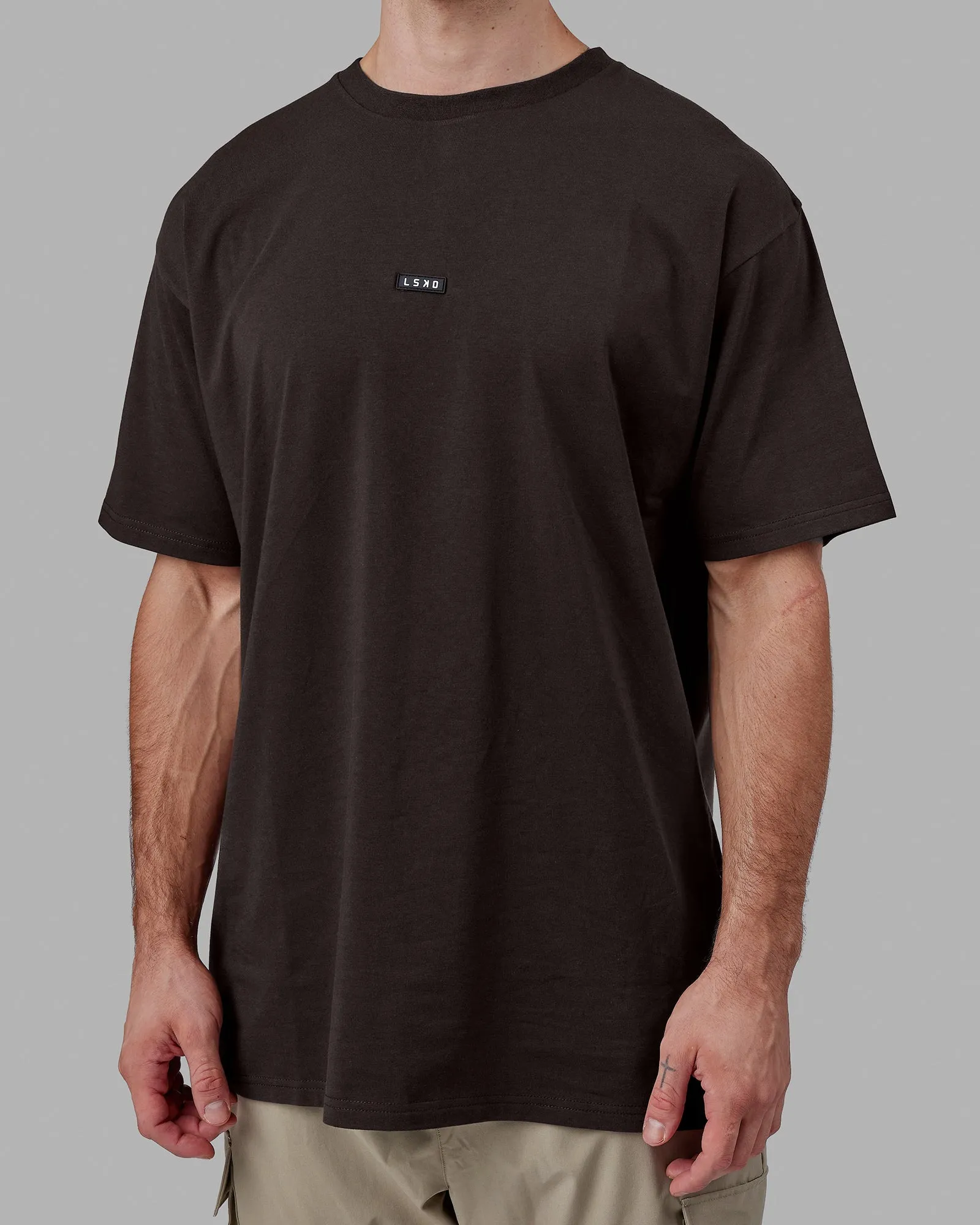 Fundamental FLXCotton Tee Longline Oversize - Dark Walnut