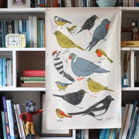 garden birds tea towel