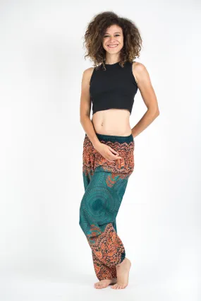 Geometric Mandalas Women's Harem Pants in Turquoise