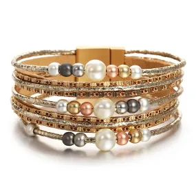 'Girinya' Pearl Beads Cuff Bracelet - gold