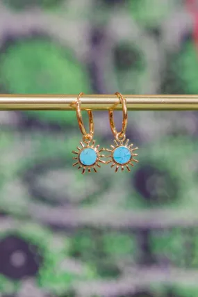 Gold Blue Sun Hoops