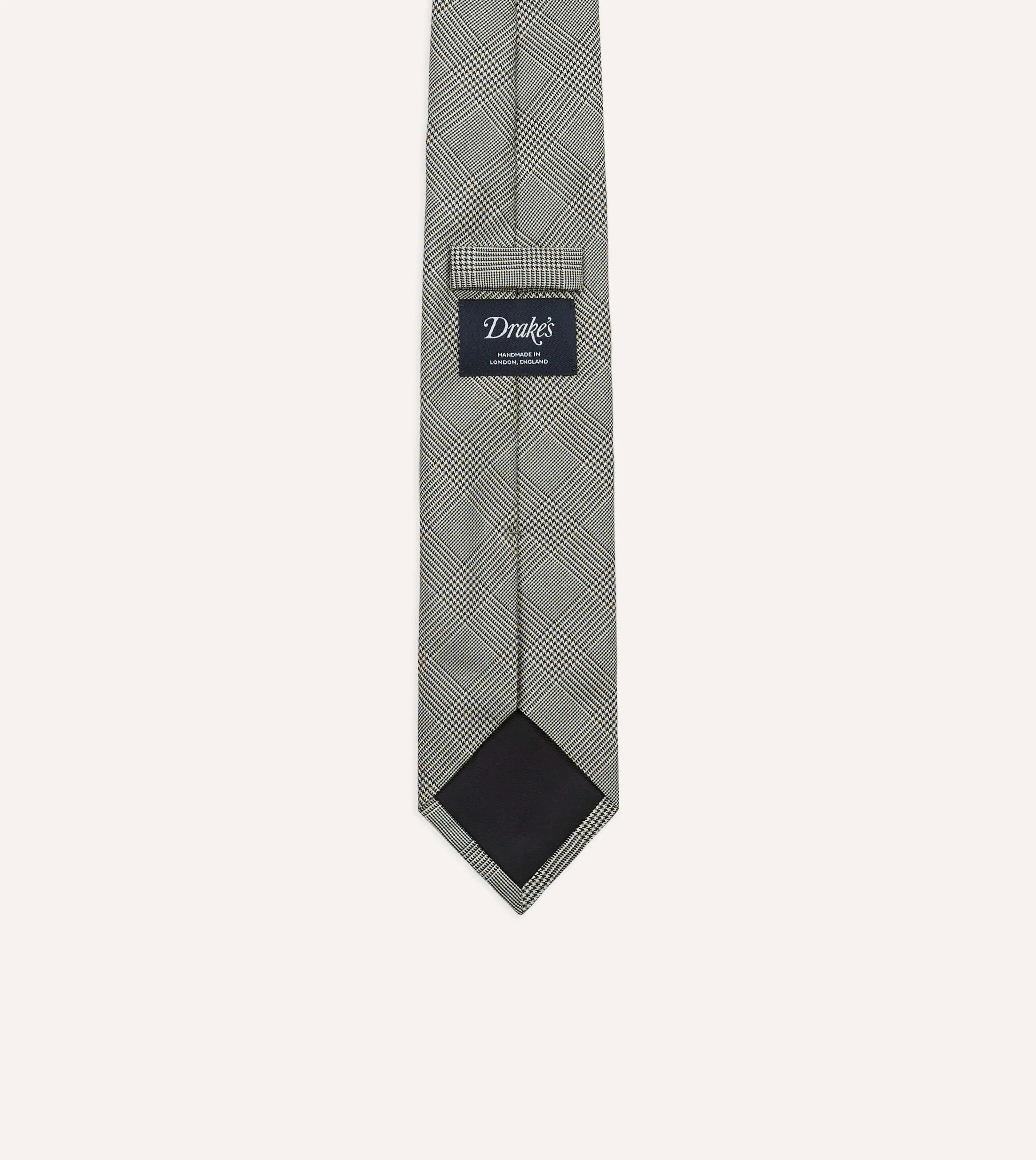 Grey Prince of Wales Check Tipped Silk Tie