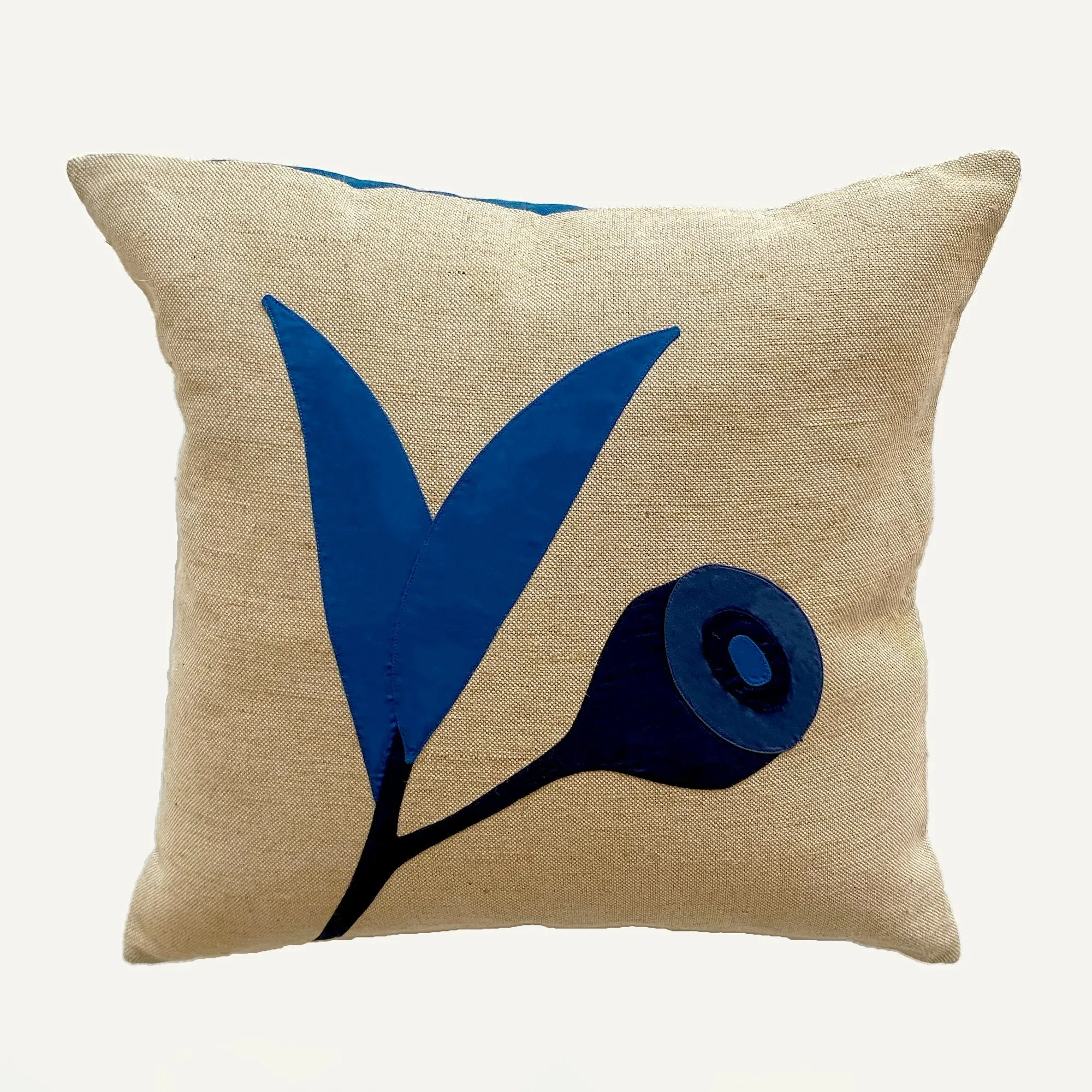 Gumnut Leaf Cushion in Navy Blue