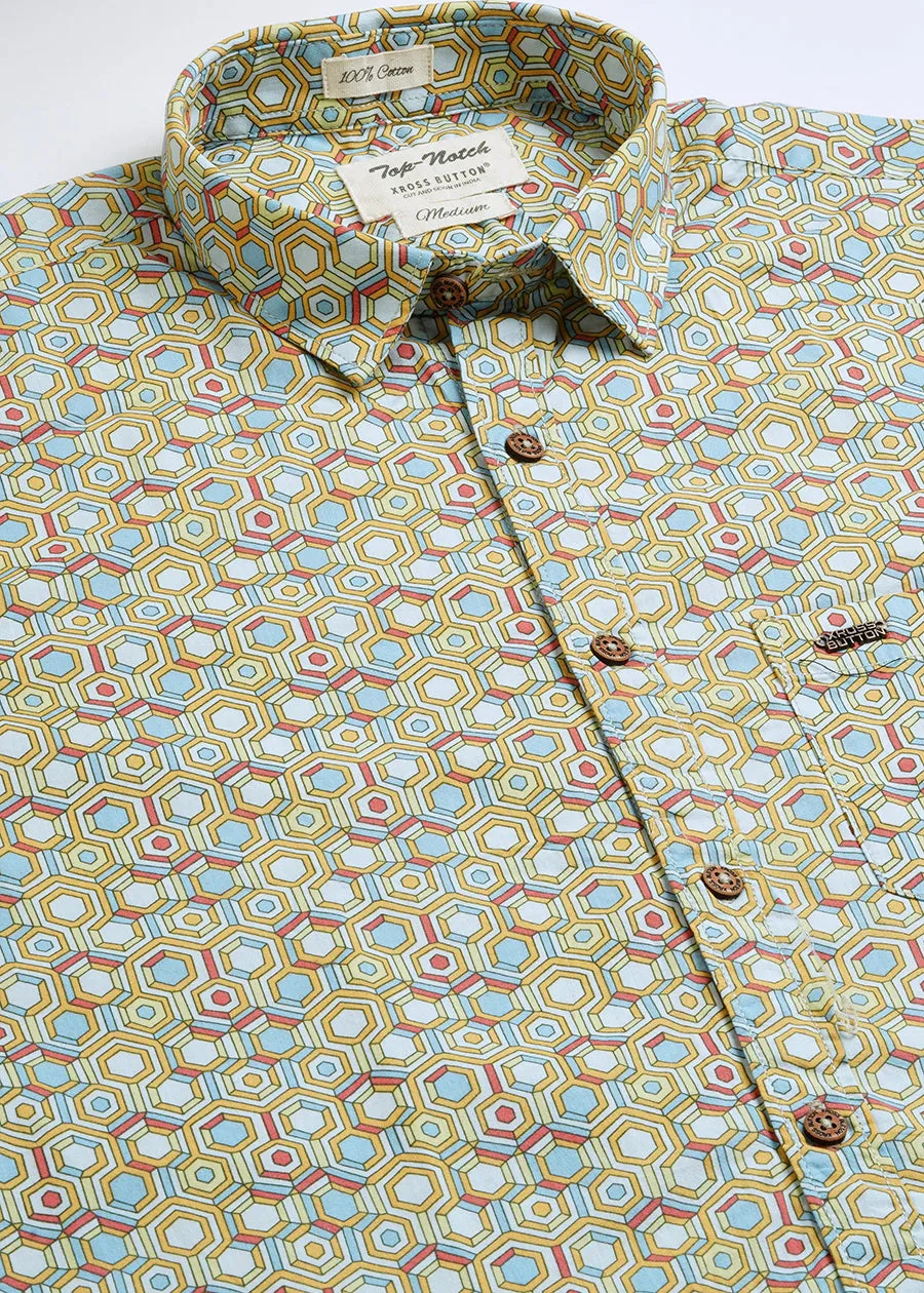 Honeycomb Yellow Mens Shirt