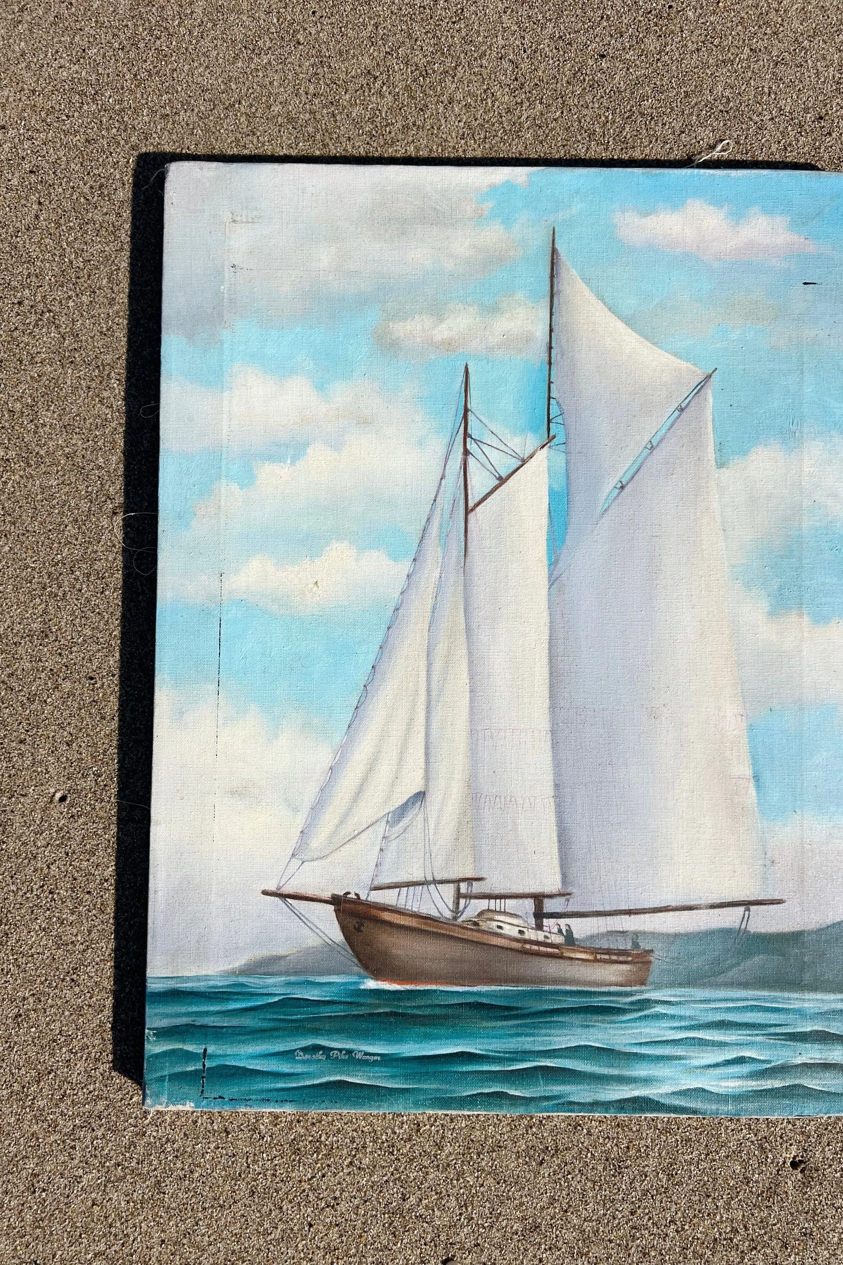 In Process Antique Boat Oil Painting