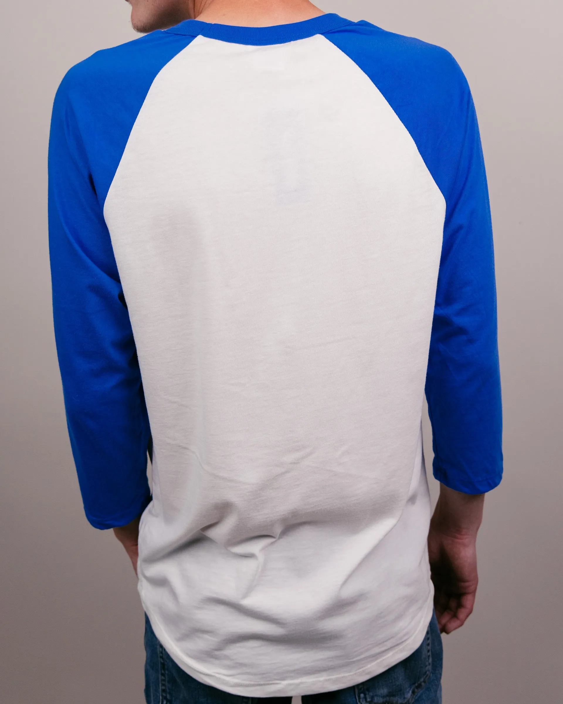 Kansas City Script White & Royal Raglan