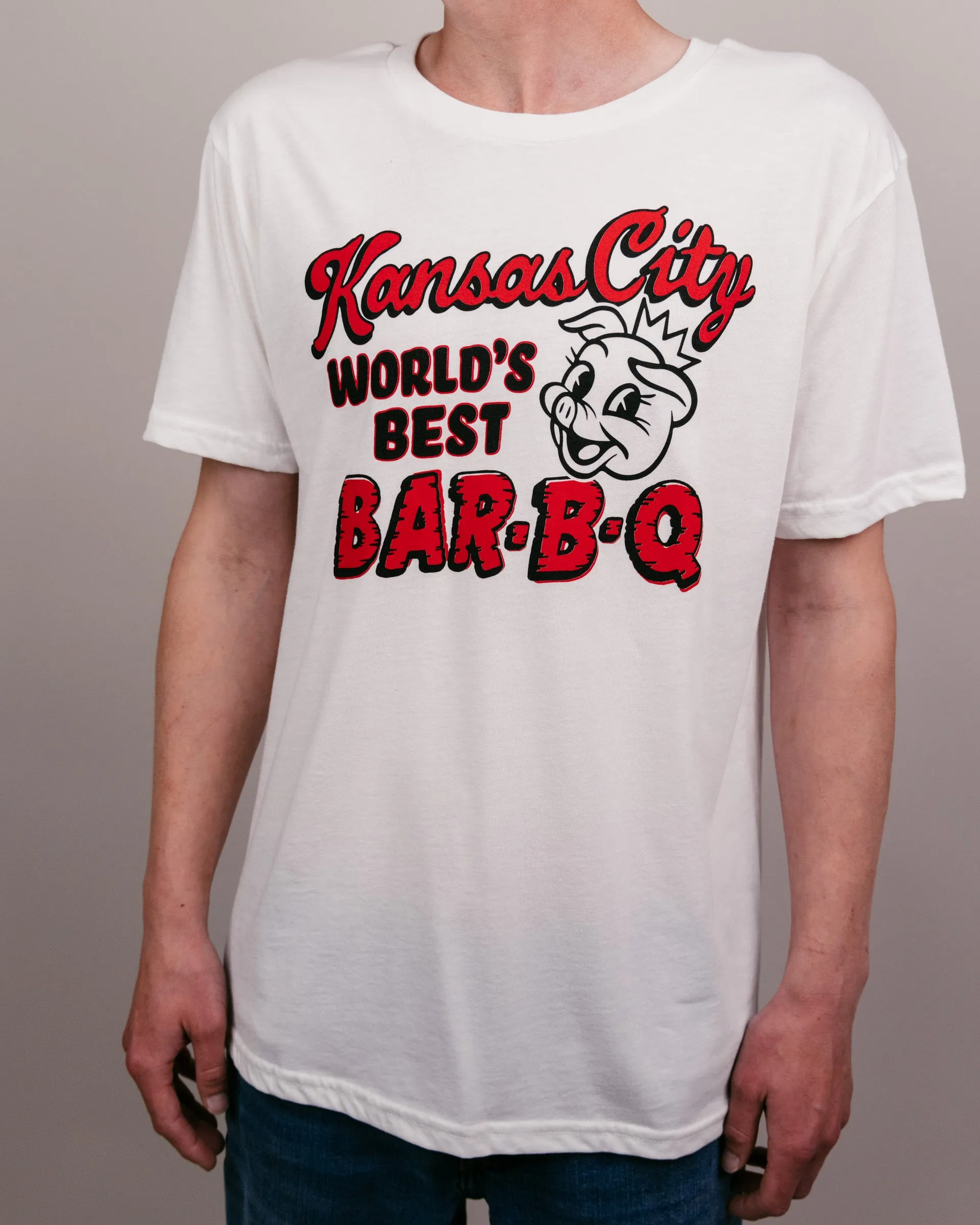 Kansas City World's Best Bar-B-Q Vintage White T-Shirt