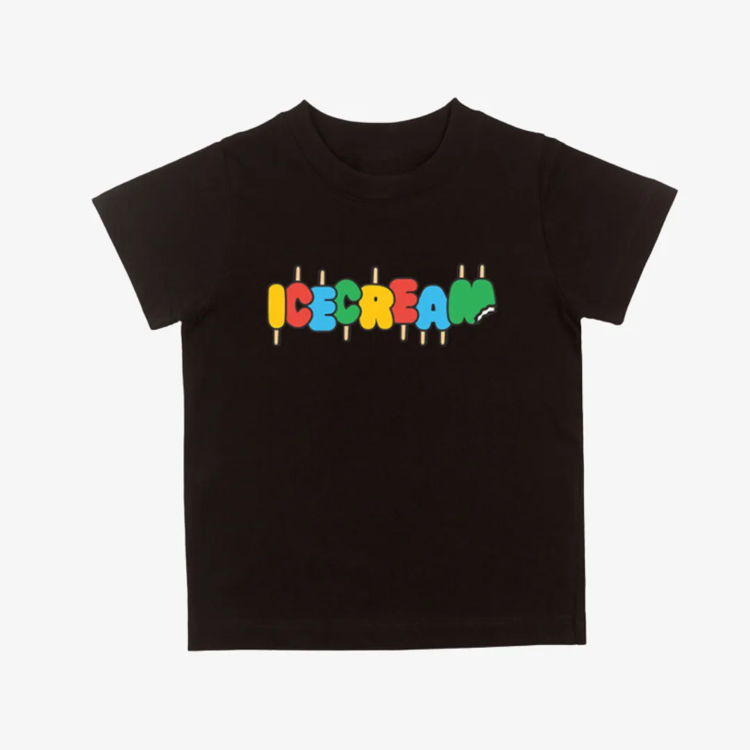 kids icecream options s/s tee (black)