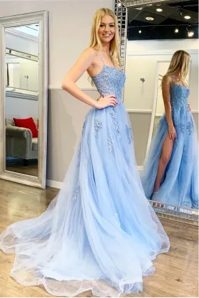 Light Blue Prom Dress Long, Evening Dress, Dance Dress, Graduation School Party Gown, PC0426