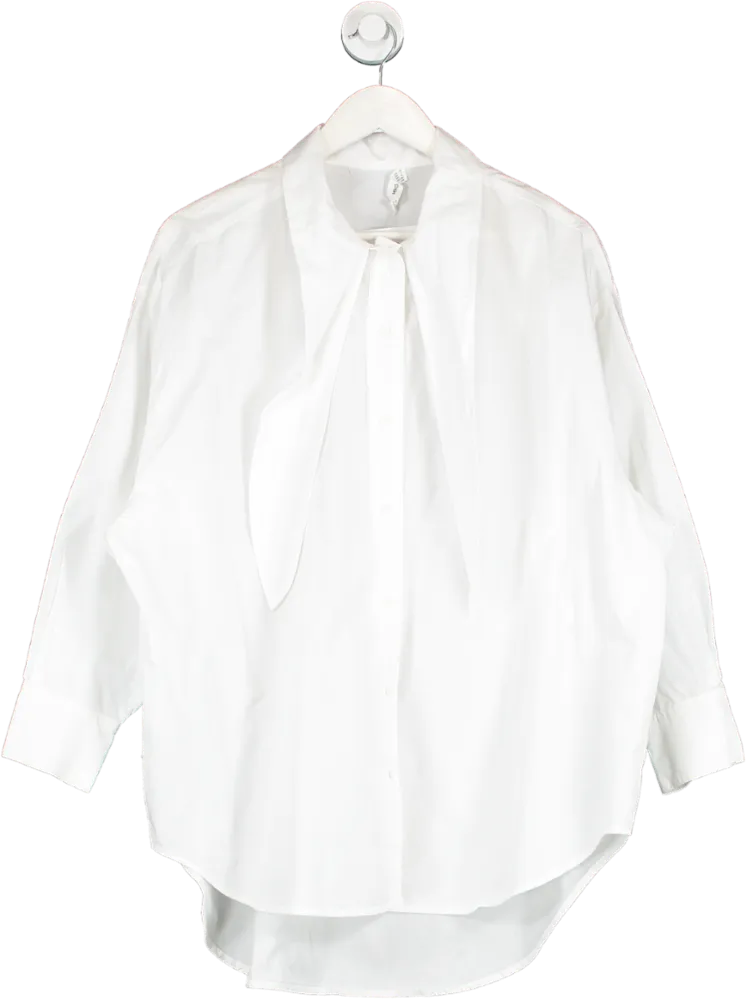 MANGO White Tie Collar Shirt UK M