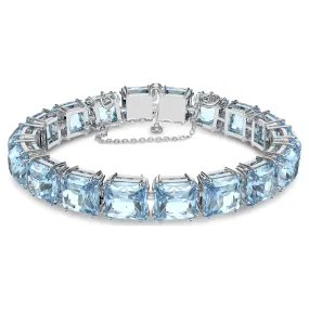 MILLENIA BRACELET, SQUARE CUT CRYSTALS, BLUE, RHODIUM PLATED