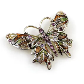 Monet Rhinestone & Enamel Butterfly Brooch