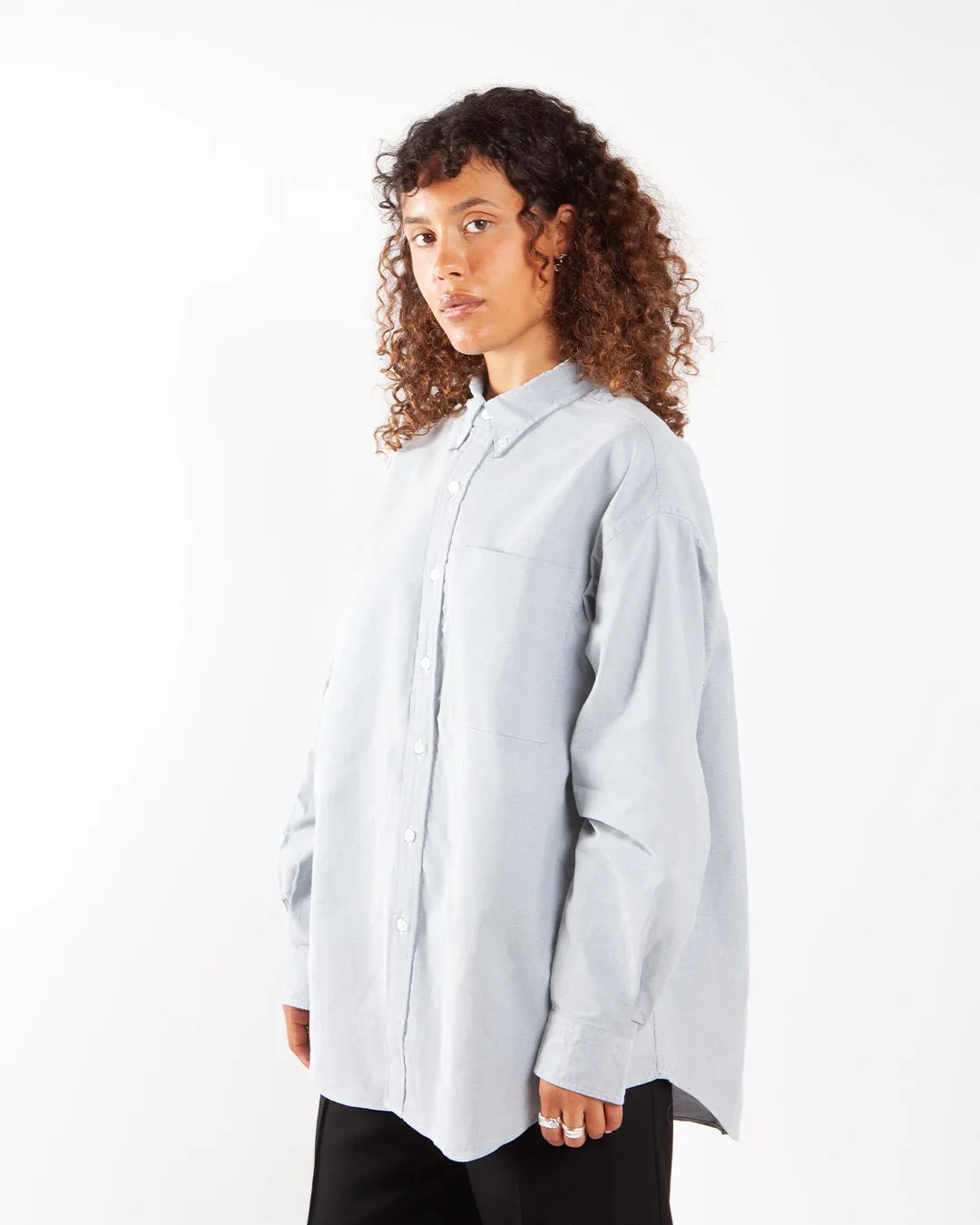 nanamica Button Down Wind Shirt Grayish Navy