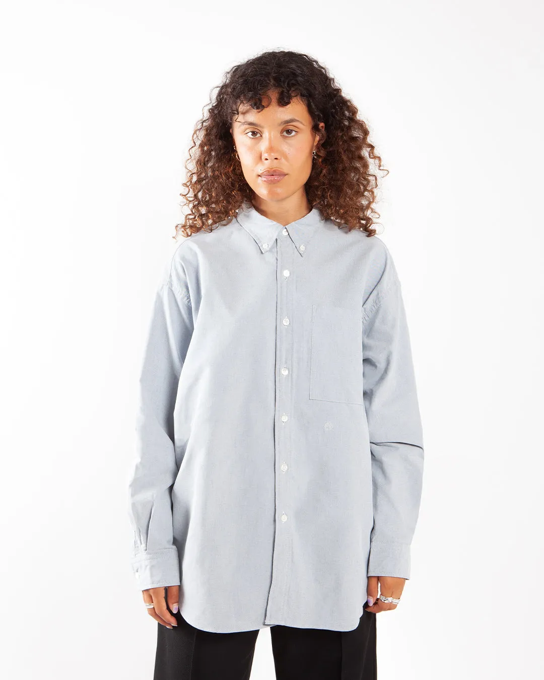 nanamica Button Down Wind Shirt Grayish Navy