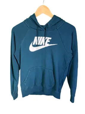 Nike Classic Futura Logo Blue Pullover Hoodie Size XS