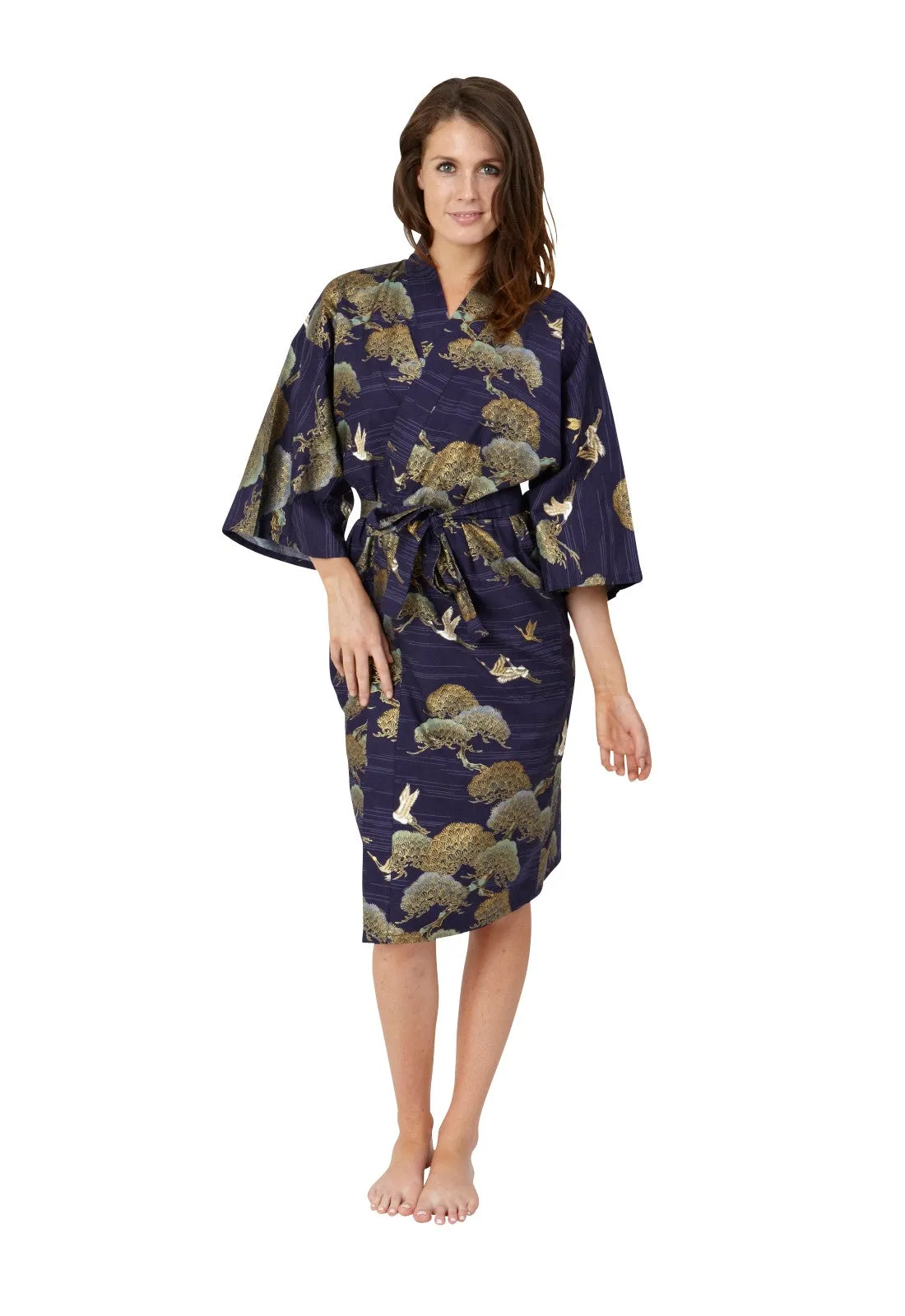 Pines & Cranes Womens Short Kimono - New Larger Size