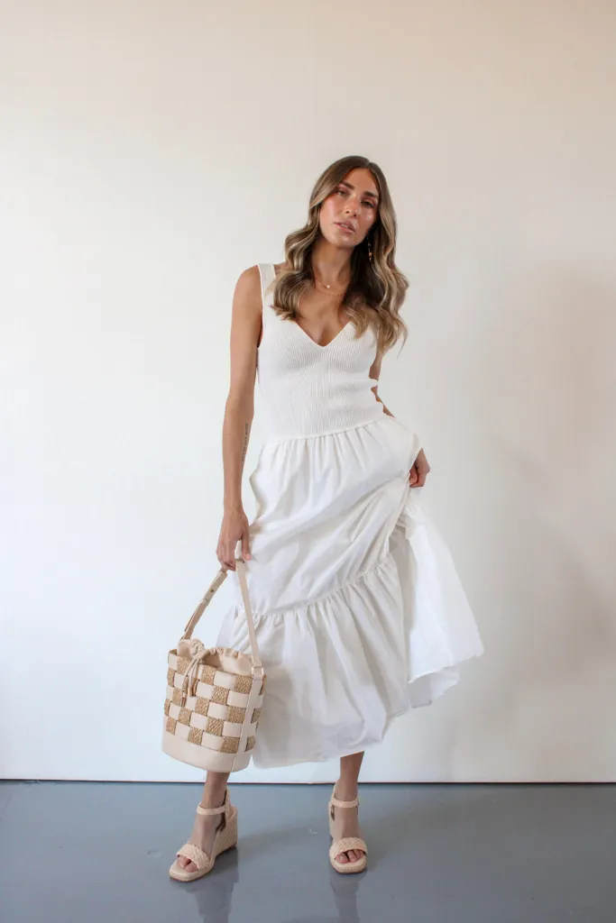 Positano Paradise Midi Dress in Off White