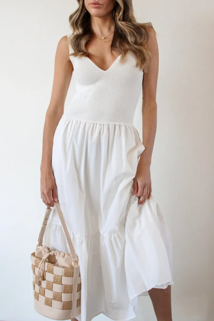 Positano Paradise Midi Dress in Off White